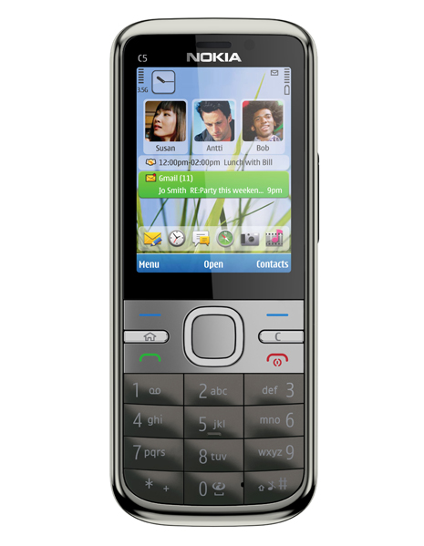 Mobilní telefon Nokia C5 (112×46×12 mm, 89 g)
