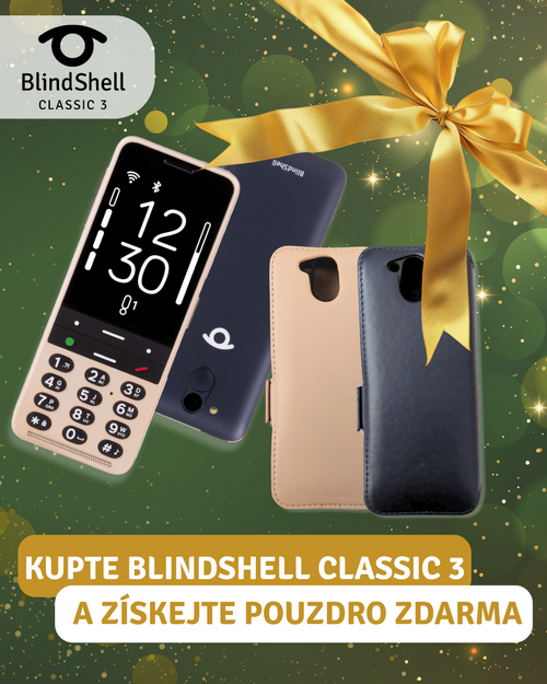 Vánoční nabídka, k BlindShell Classic 3 nyní flipové pouzdro ZDARMA.